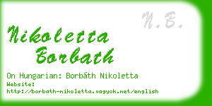 nikoletta borbath business card